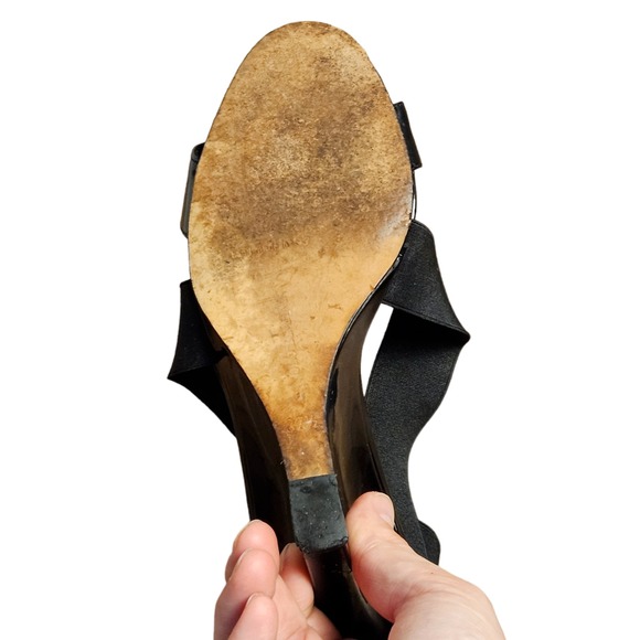 Manolo Blahnik Patent Leather Crisscross Strappy Wedge Sandals US7 37.5 Designer - Picture 3 of 8